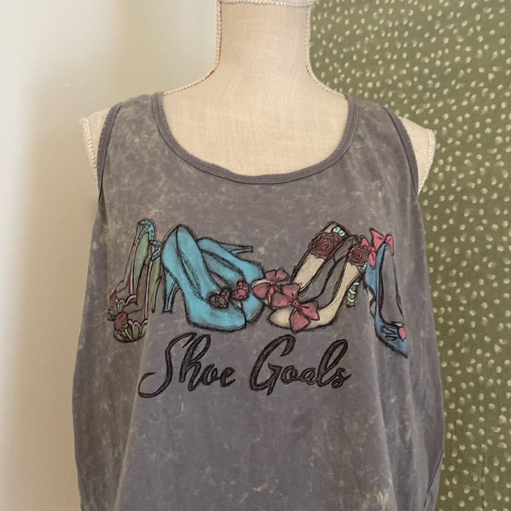 Disney Heather Gray Ariel Cinderella Belle Snow White Shoe Goals Tank Size L - Picture 4 of 11